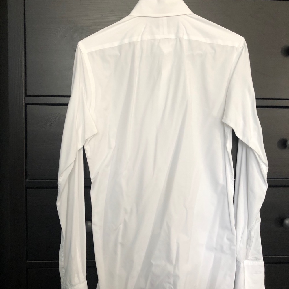 TM Lewin men dress white cotton shirt double cuff - Picture 2 of 6
